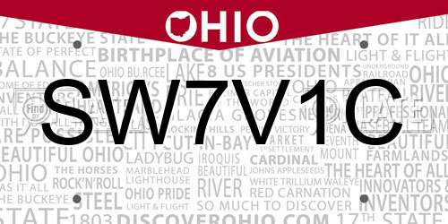 SW7V1C Ohio License Plate