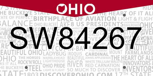 SW84267 Ohio License Plate