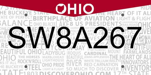 SW8A267 Ohio License Plate