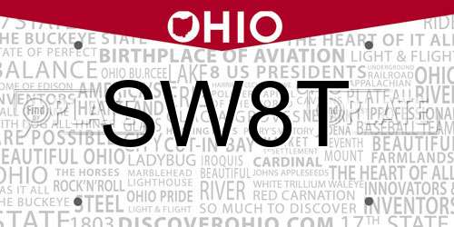 SW8T Ohio License Plate