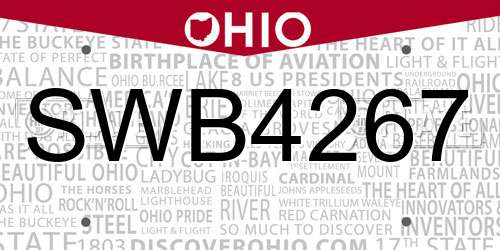 SWB4267 Ohio License Plate