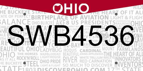 SWB4536 Ohio License Plate
