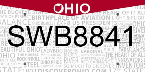 SWB8841 Ohio License Plate