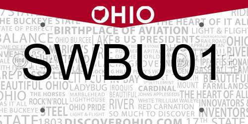 SWBU01 Ohio License Plate