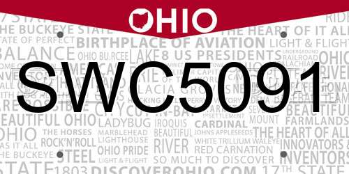 SWC5091 Ohio License Plate