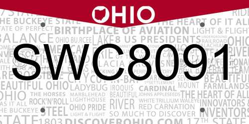 SWC8091 Ohio License Plate