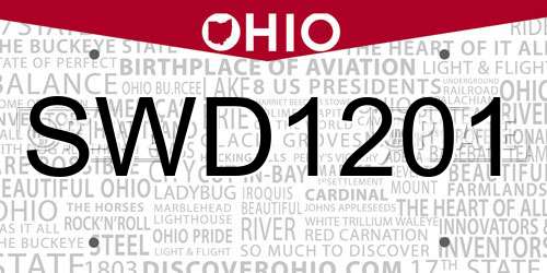 SWD1201 Ohio License Plate