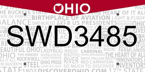 SWD3485 Ohio License Plate