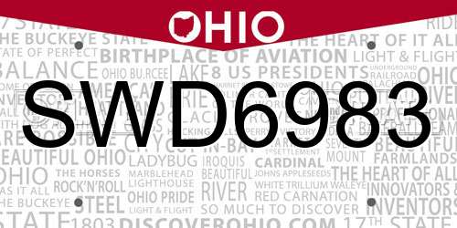 SWD6983 Ohio License Plate