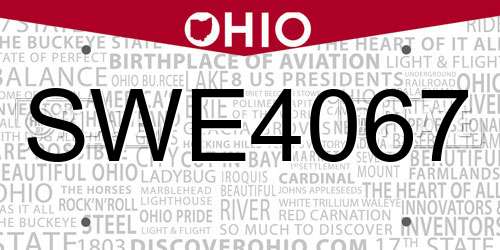 SWE4067 Ohio License Plate