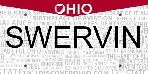 SWERVIN Ohio License Plate
