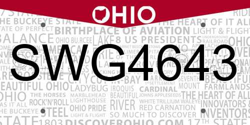 SWG4643 Ohio License Plate
