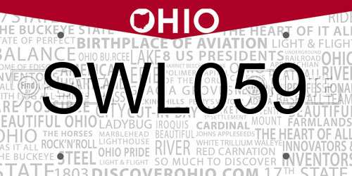 SWL059 Ohio License Plate