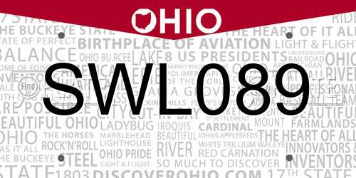 SWL089 Ohio License Plate