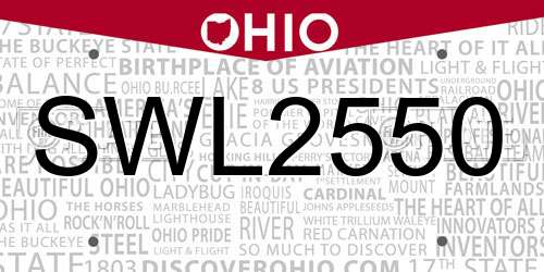 SWL2550 Ohio License Plate