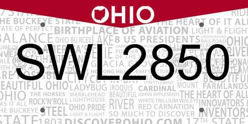 SWL2850 Ohio License Plate