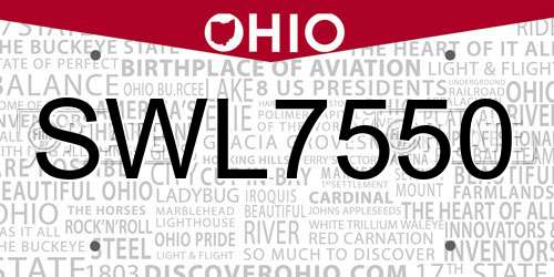 SWL7550 Ohio License Plate