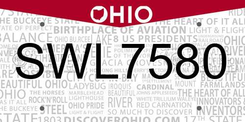 SWL7580 Ohio License Plate