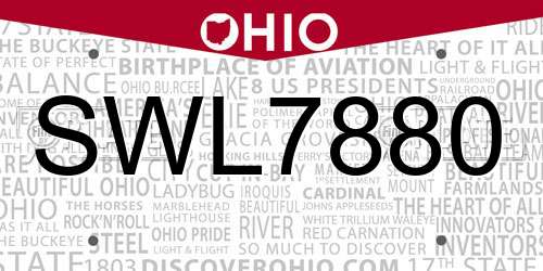 SWL7880 Ohio License Plate