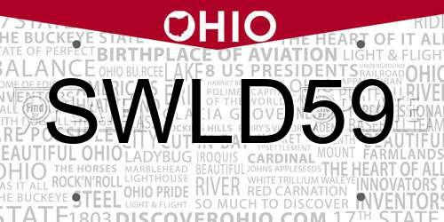 SWLD59 Ohio License Plate