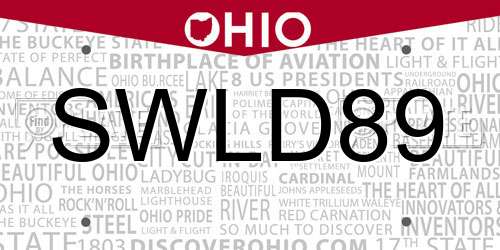 SWLD89 Ohio License Plate