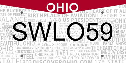 SWLO59 Ohio License Plate