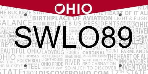 SWLO89 Ohio License Plate