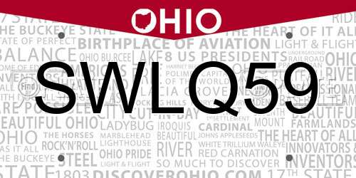 SWLQ59 Ohio License Plate