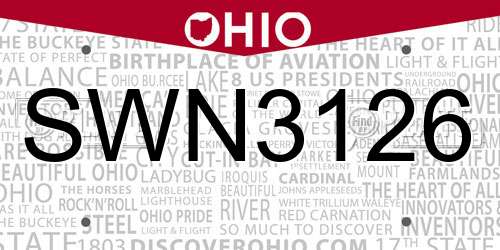 SWN3126 Ohio License Plate