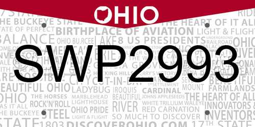 SWP2993 Ohio License Plate