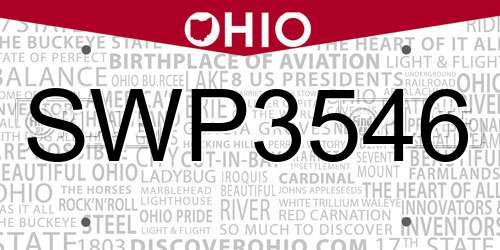 SWP3546 Ohio License Plate