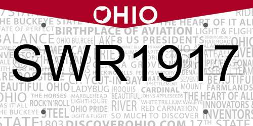 SWR1917 Ohio License Plate