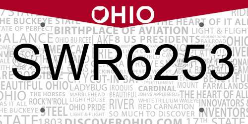 SWR6253 Ohio License Plate