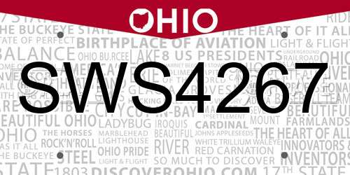 SWS4267 Ohio License Plate