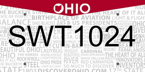 SWT1024 Ohio License Plate