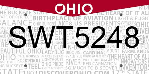 SWT5248 Ohio License Plate