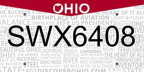 SWX6408 Ohio License Plate