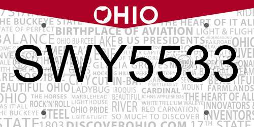 SWY5533 Ohio License Plate