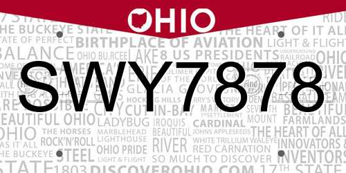 SWY7878 Ohio License Plate