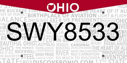 SWY8533 Ohio License Plate