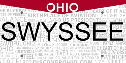SWYSSEE Ohio License Plate