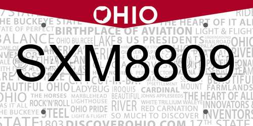 SXM8809 Ohio License Plate