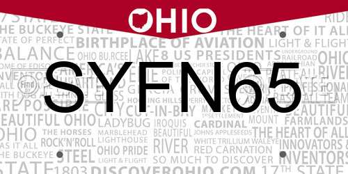 SYFN65 Ohio License Plate