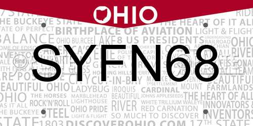 SYFN68 Ohio License Plate