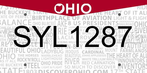 SYL1287 Ohio License Plate
