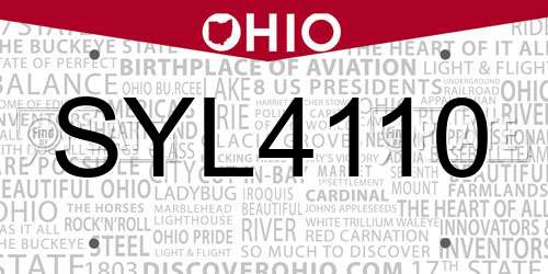 SYL4110 Ohio License Plate
