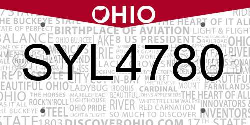SYL4780 Ohio License Plate