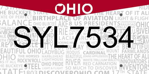 SYL7534 Ohio License Plate