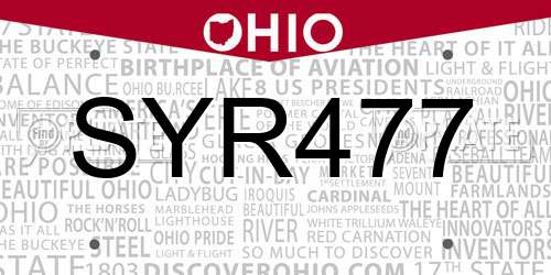 SYR477 Ohio License Plate