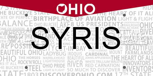 SYRIS Ohio License Plate